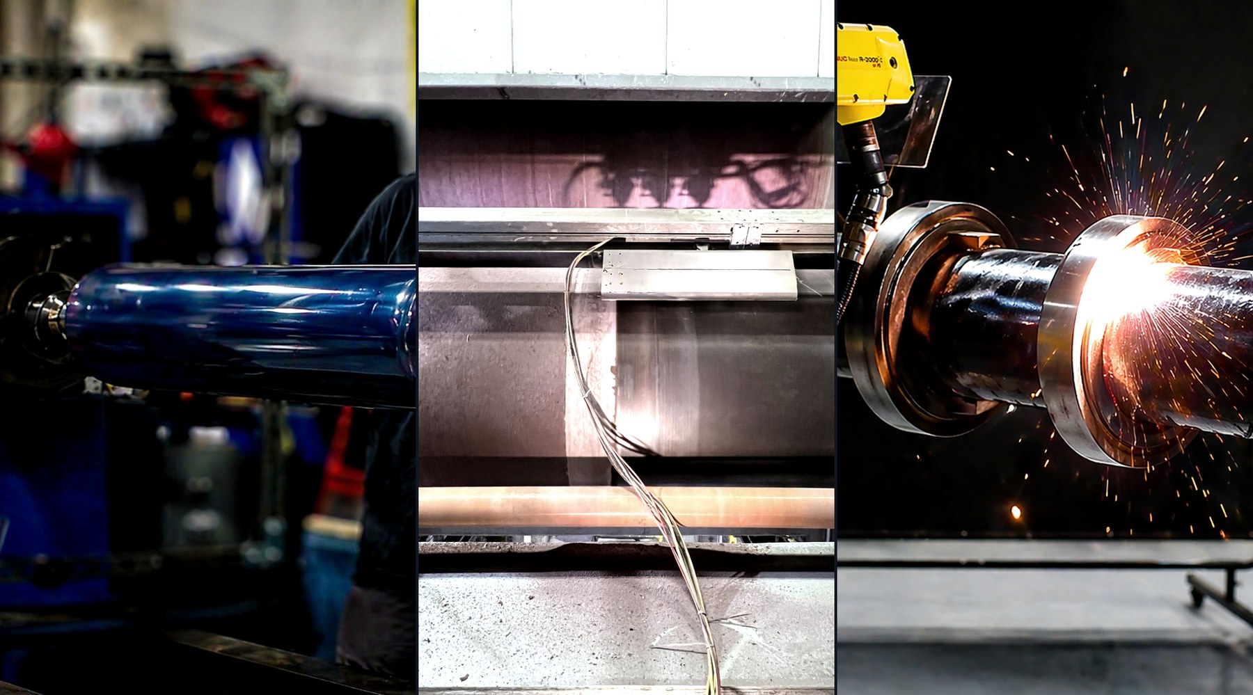 Three platforms — paper-mill rolls, thermal-spray coating, and industrial cleaning